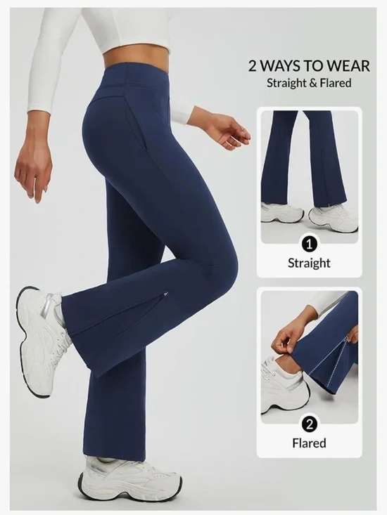 Baleaf Fleece Lined Bootcut Flare Zip-Hem Active Yoga Pants Bundle - New - Picture 1 of 16